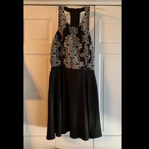 Black and white strap back dress